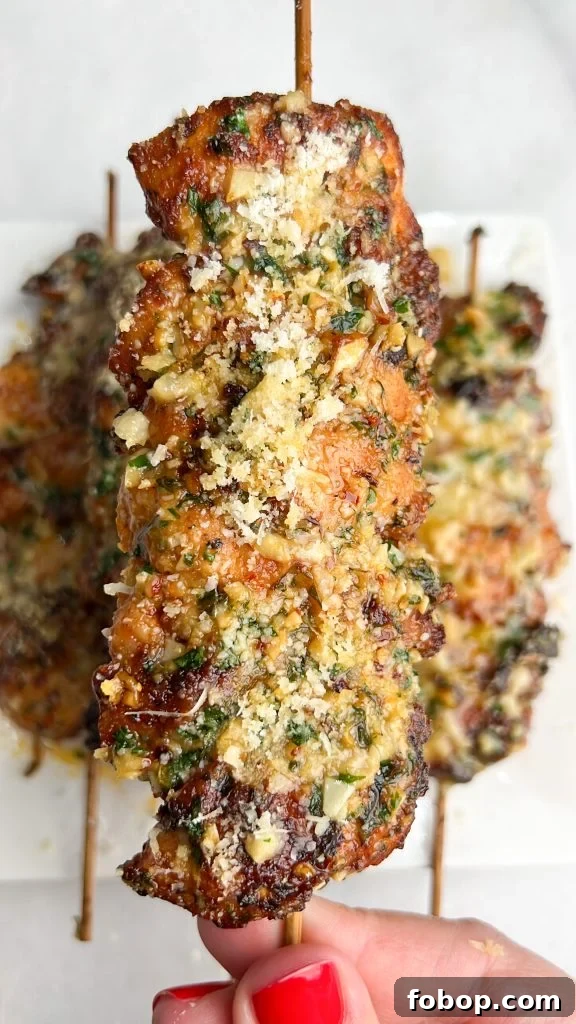 Garlic Parmesan Chicken Skewers