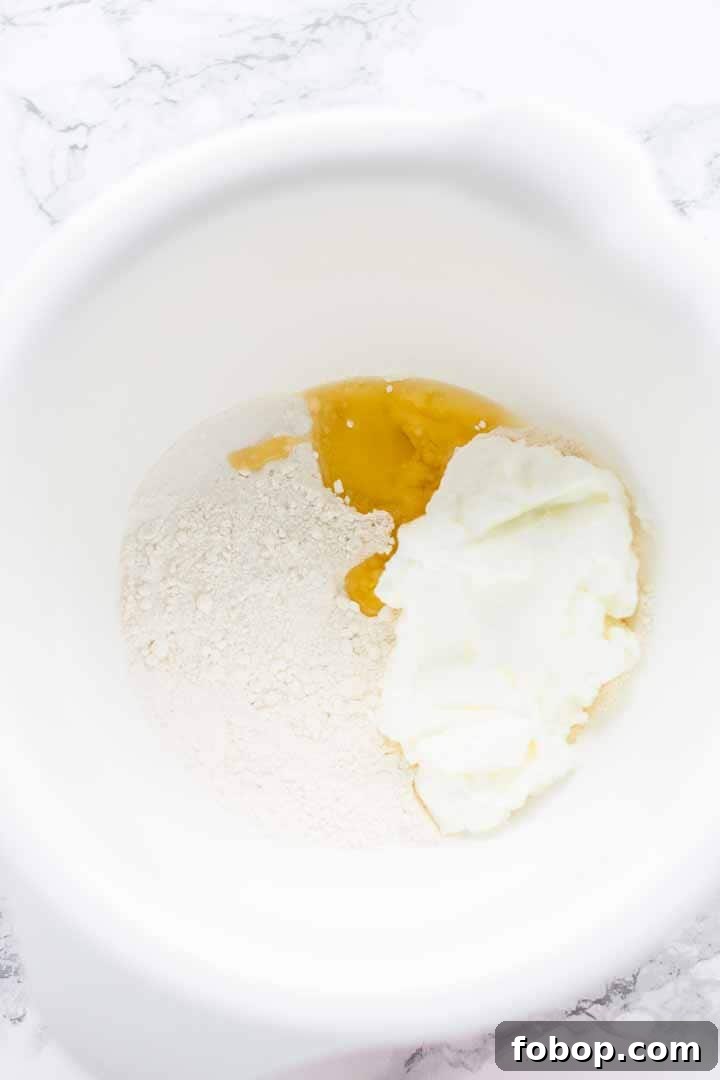 Crispy Air Fryer Flatbread Recipe in Minutes 3 Flatbread ingredients in a white bowl