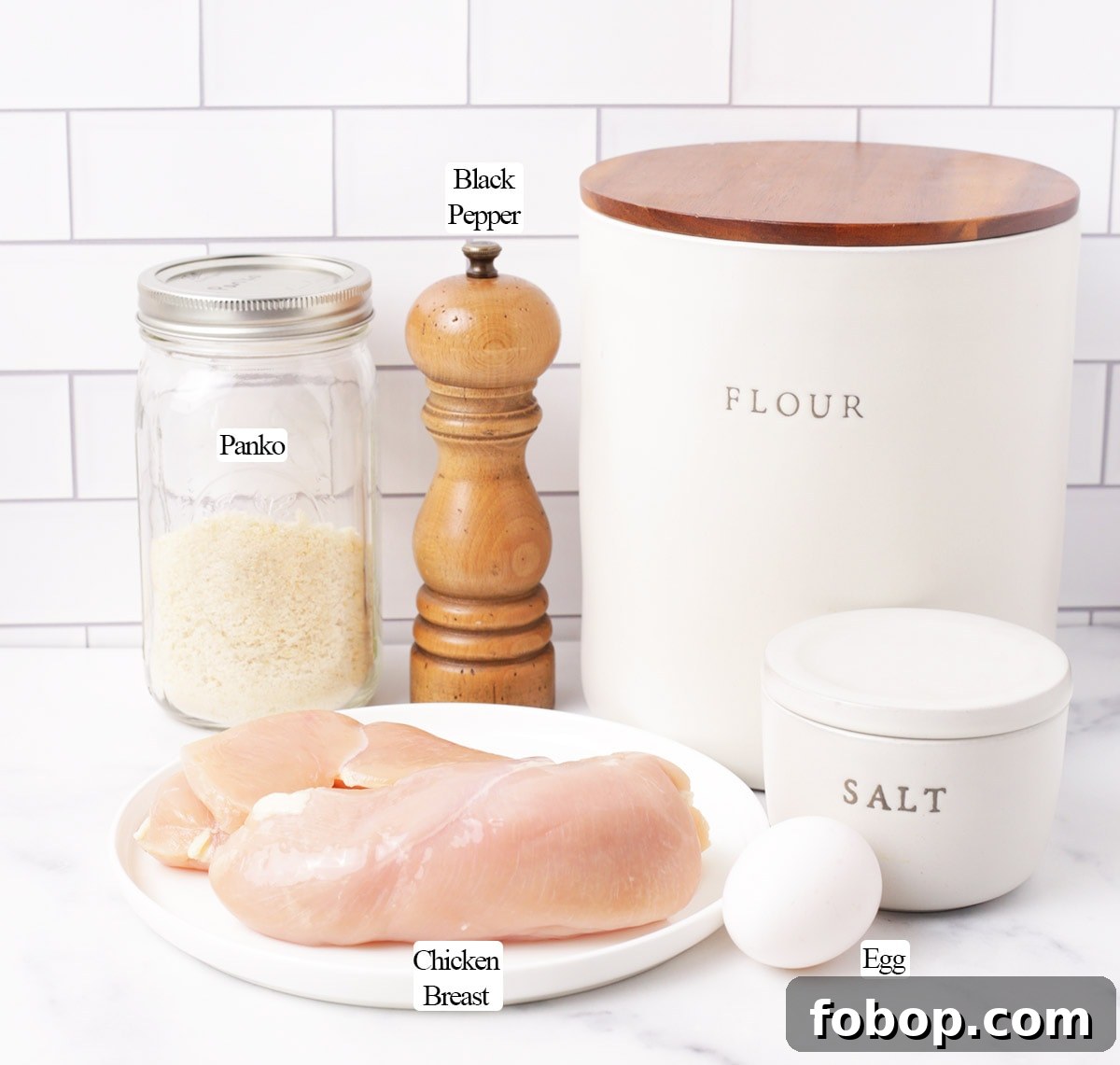 Ingredients for making chicken katsu.