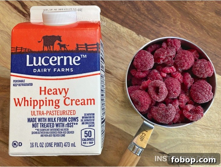 Easy 3 Ingredient Keto Dessert Recipe -- Raspberry Ice Cream Frosty. Quick, easy and low carb! My favorite keto treat. 