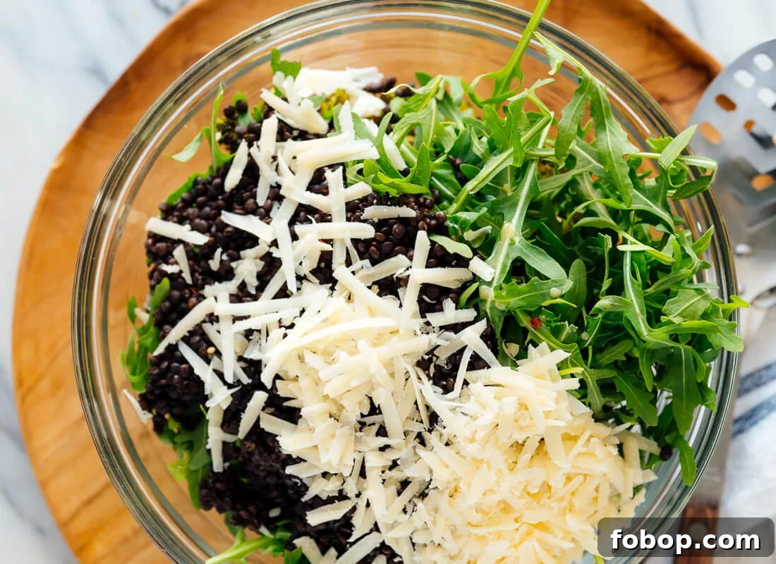 Lemony Roasted Broccoli, Arugula & Lentil Salad Recipe 8 parmesan on salad