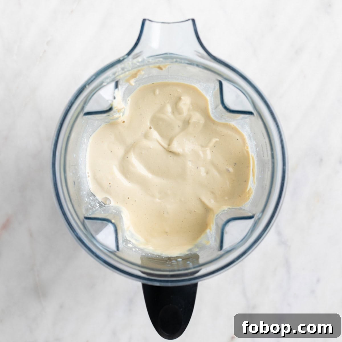 Smooth tofu egg mixture in a blender.