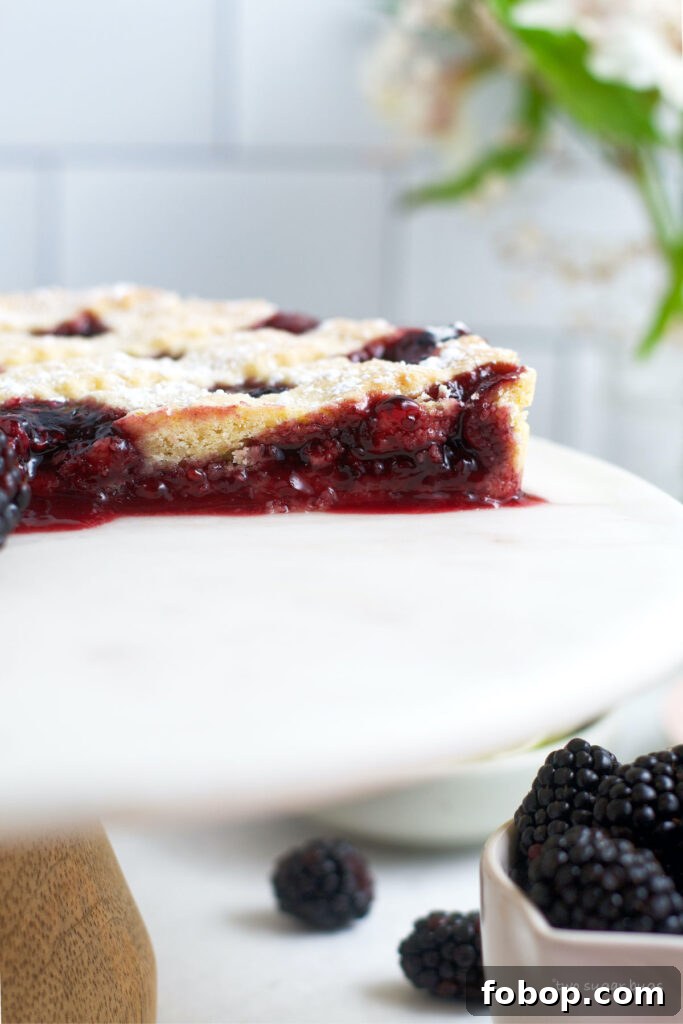 Blackberry Crostata Recipe: Rustic Tart with Fresh Berries 6 inside view of jam crostata