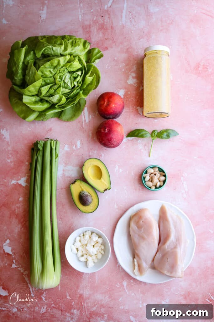 Grilled Peach and Avocado Chicken Salad with Honey-Lime Dressing 4 grilled peach salad ingredients