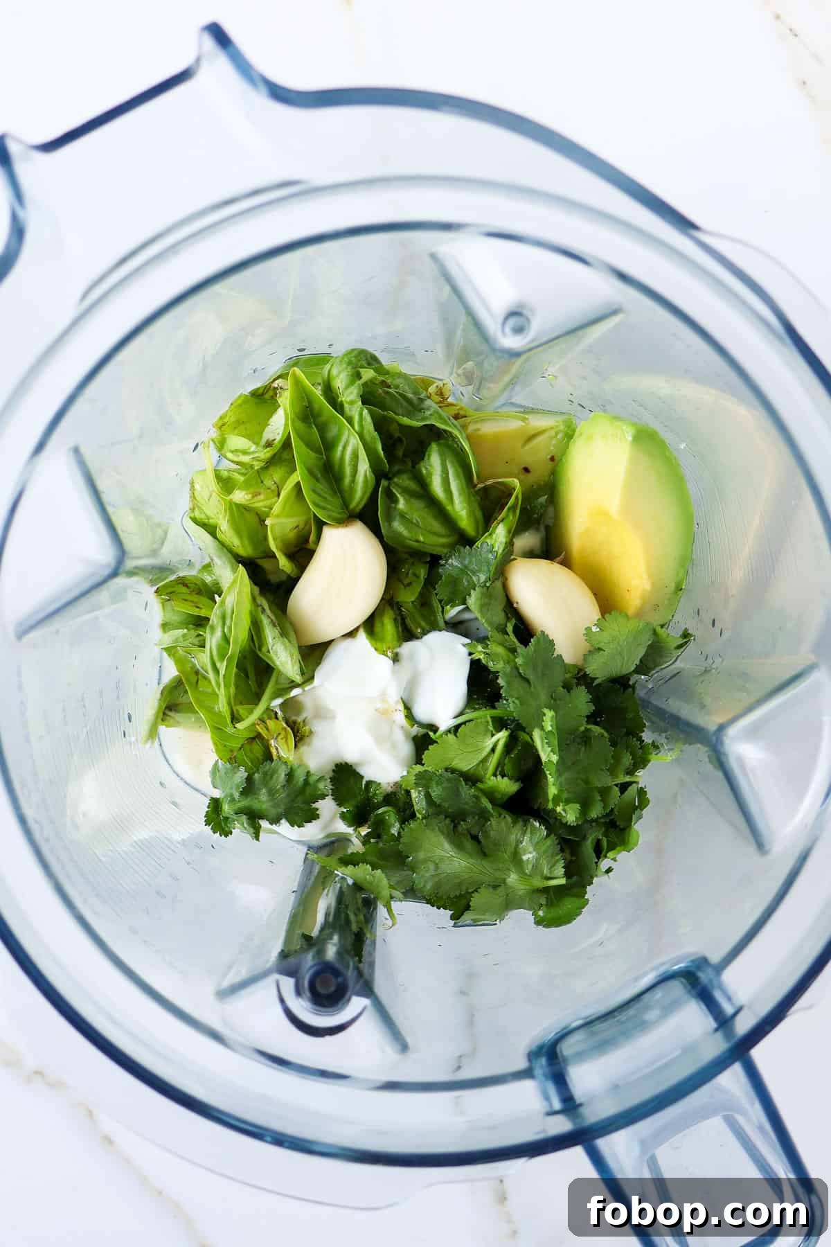 Ingredients in a blender.