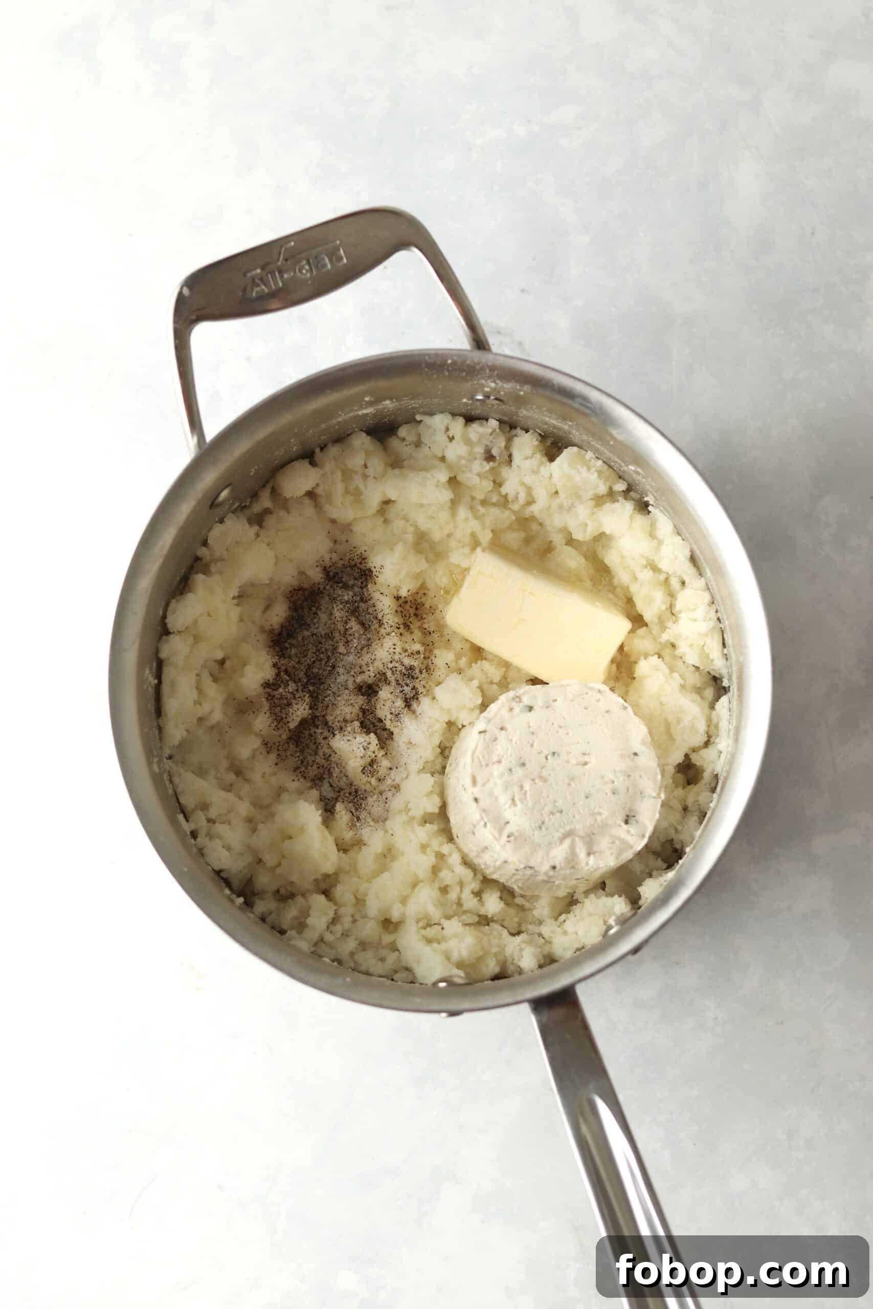 mashed potatoes with Boursin cheese and butter