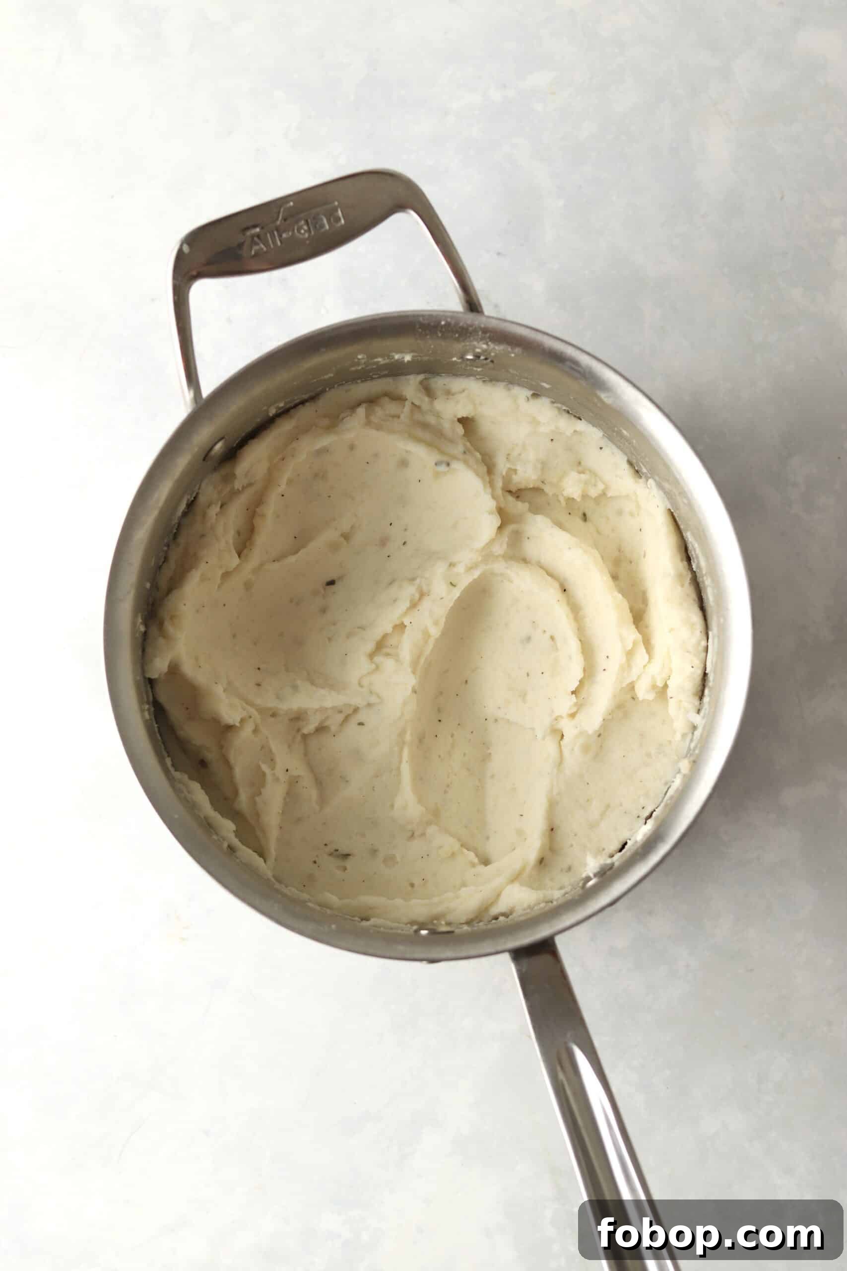 creamy mashed potatoes in pot
