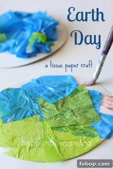 Tissue Paper Earth Day craft for toddlers and preschoolers