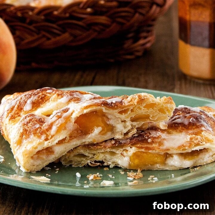 Close up of peach turnovers on plate