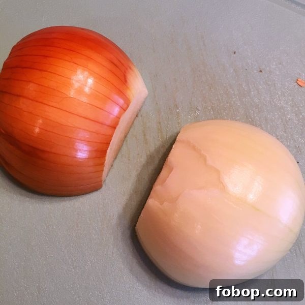 Onion cut in half