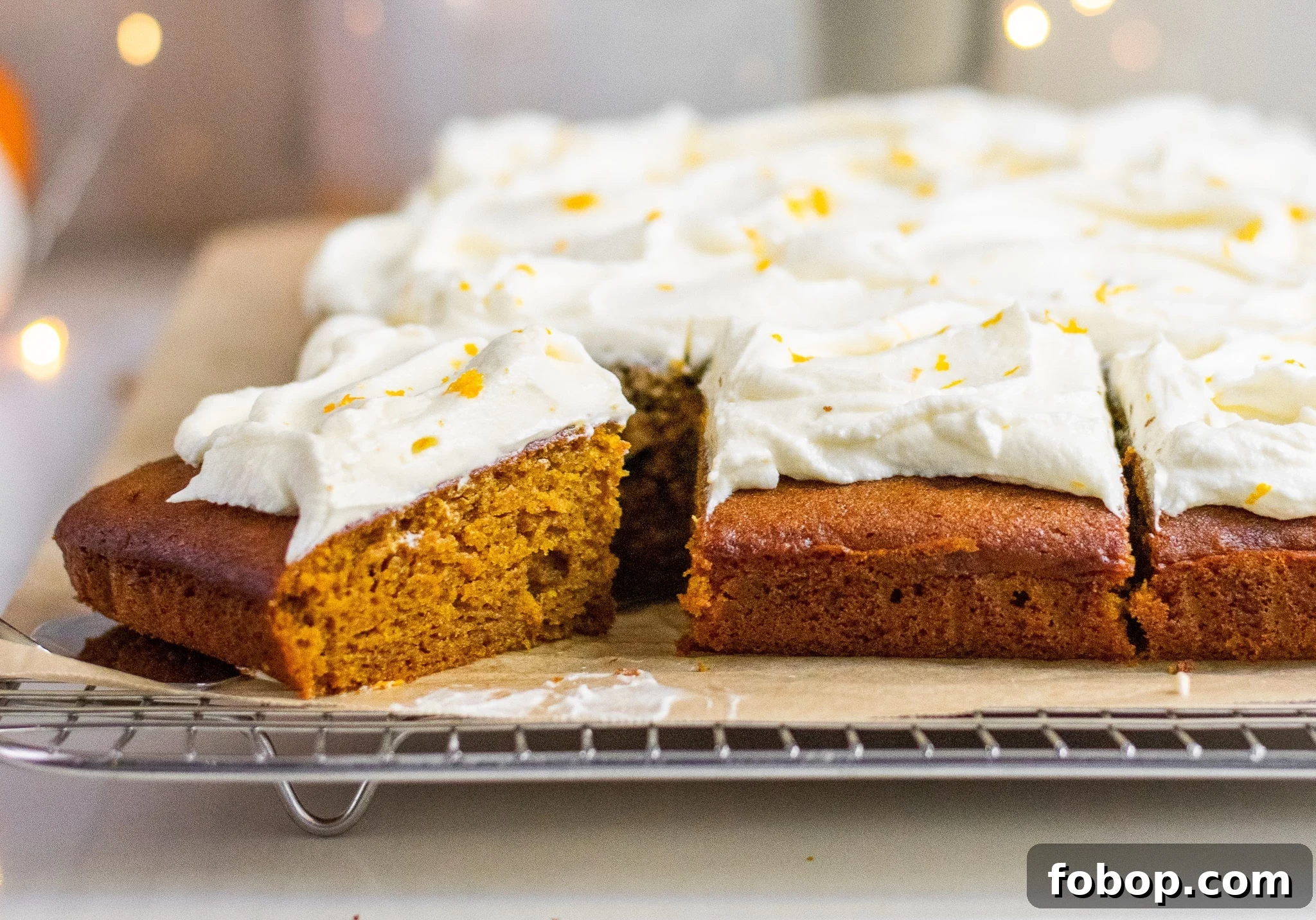 Pumpkin Cake Recipe: Moist Danish Græskarkage (Step-by-Step) 14 A slice of pumpkin cake with cream cheese frosting.