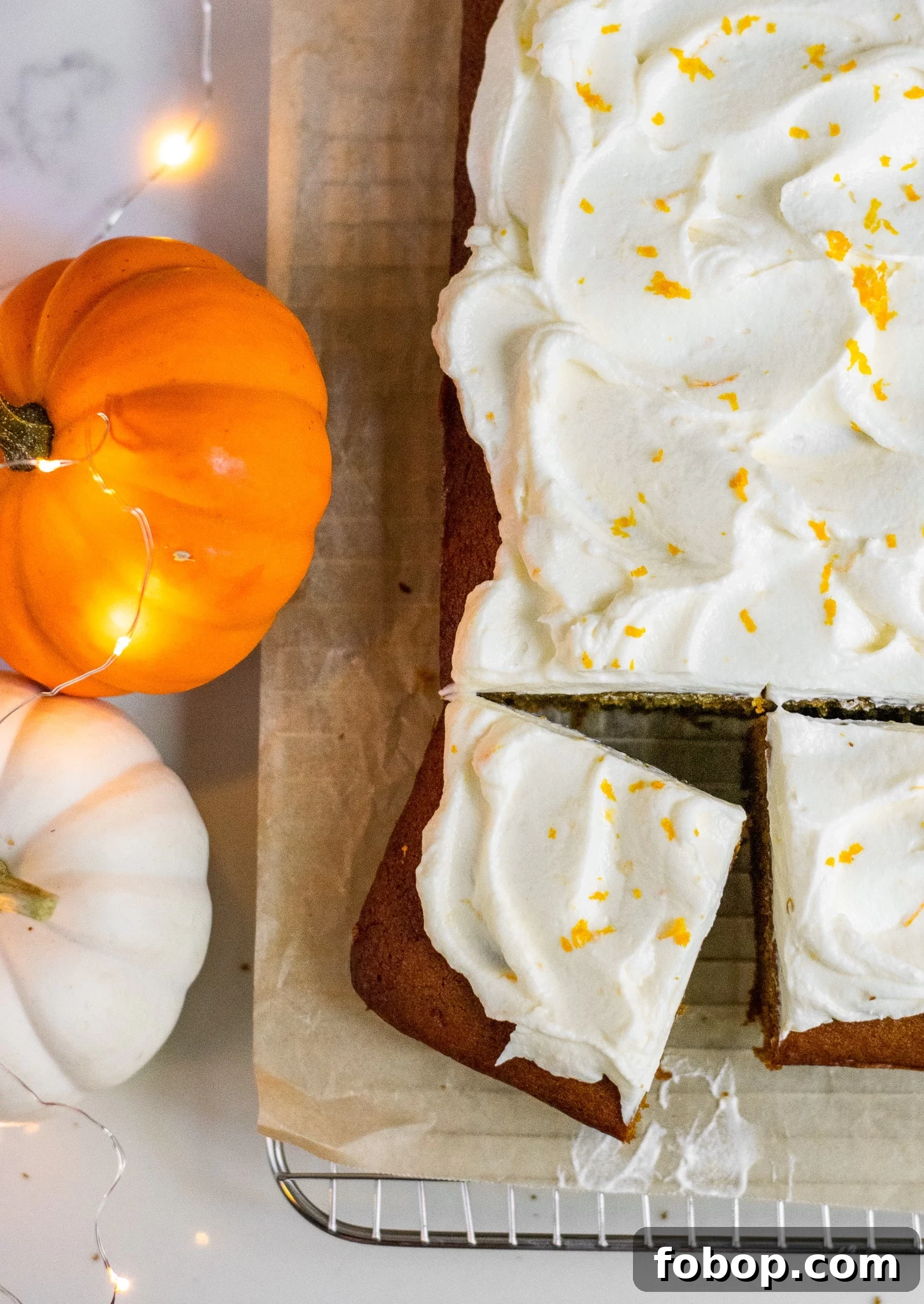 Pumpkin Cake Recipe: Moist Danish Græskarkage (Step-by-Step) 6 A slice of pumpkin cake with cream cheese frosting.