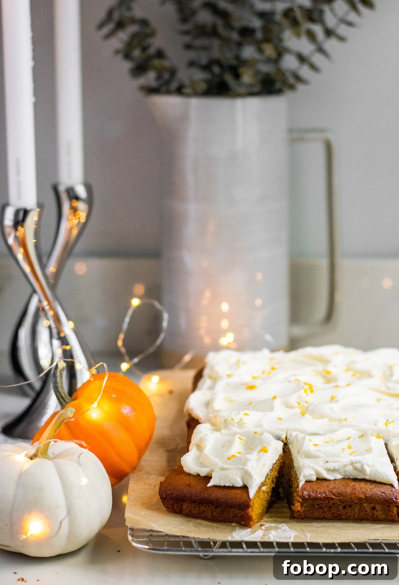 Pumpkin Cake Recipe: Moist Danish Græskarkage (Step-by-Step) 7 A slice of pumpkin cake with cream cheese frosting.