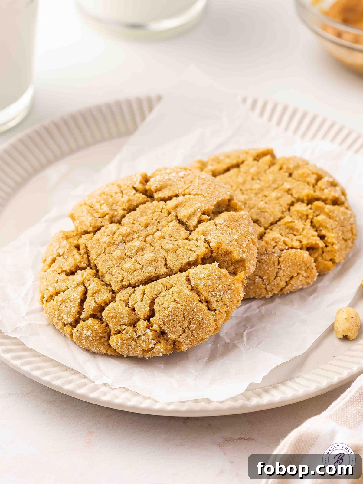 Peanut butter cookies for 2 on a white plate