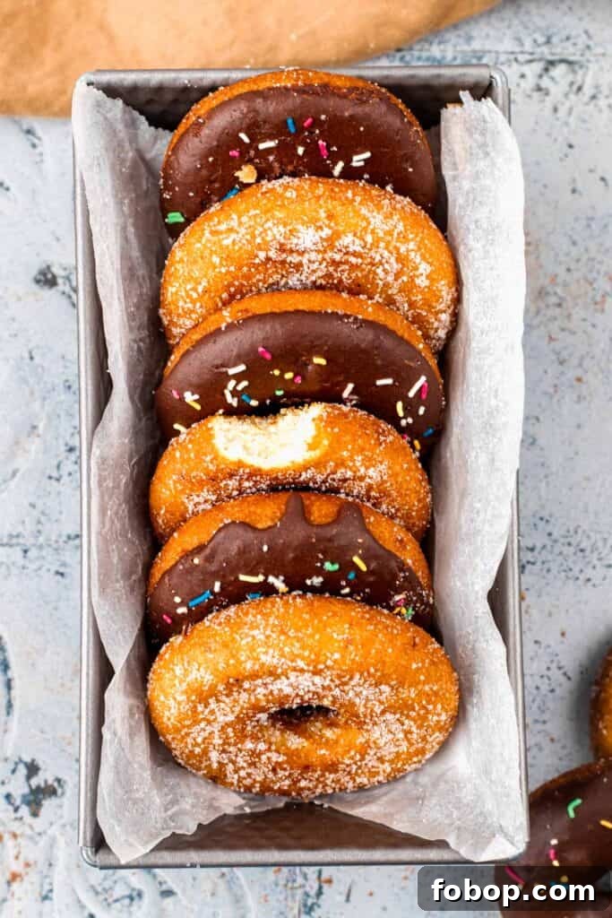 Gluten Free Donuts (Fried, Bakery Style) in a tray with chocolate frosting and sugared outsides