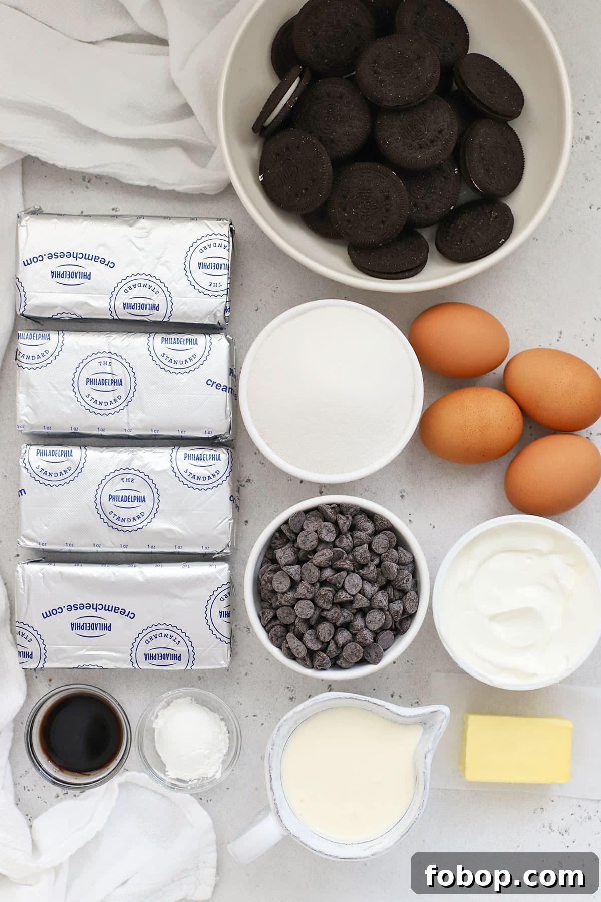 ingredients for gluten-free Oreo cheesecake