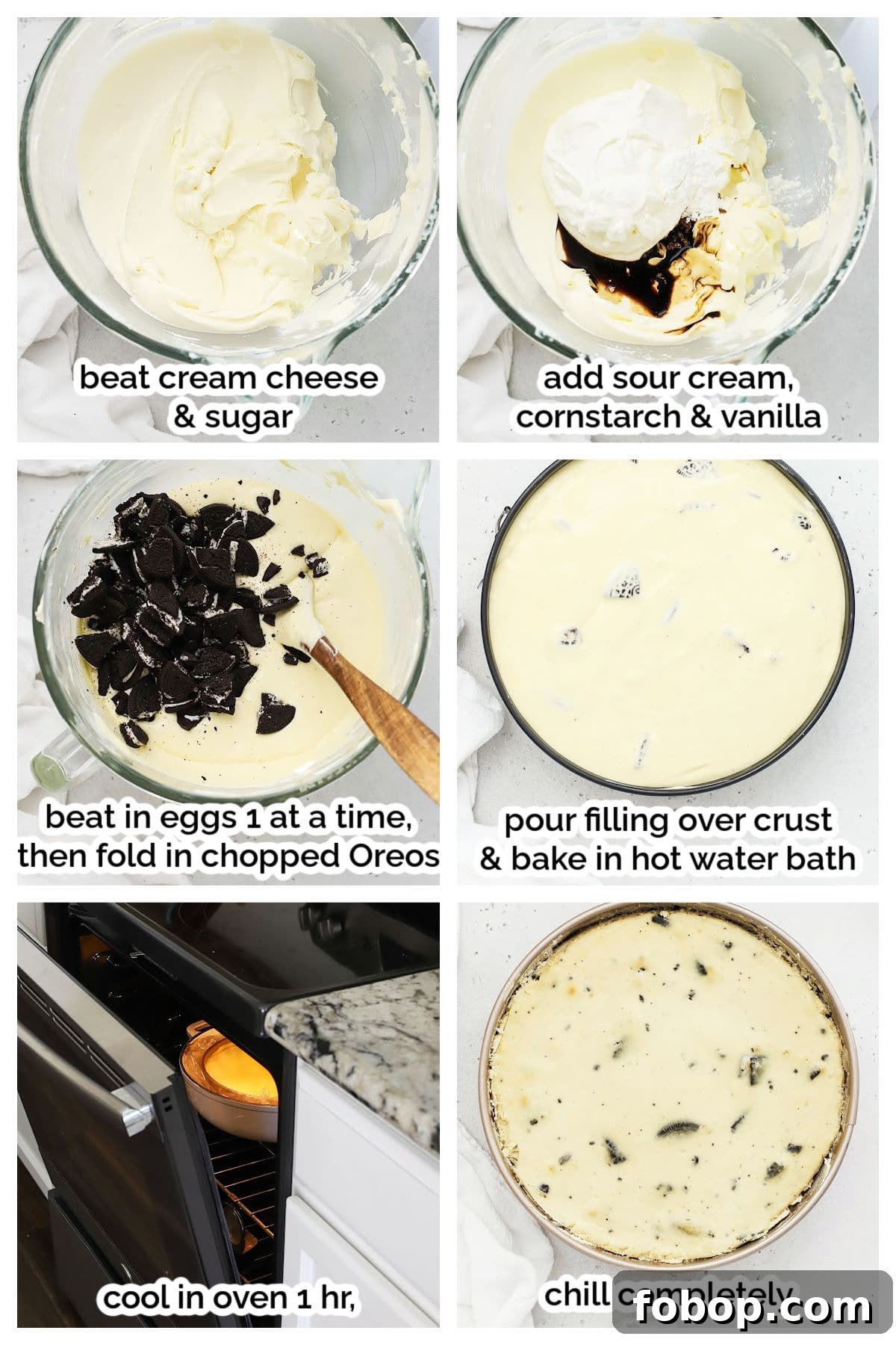 making gluten-free Oreo cheesecake, step by step