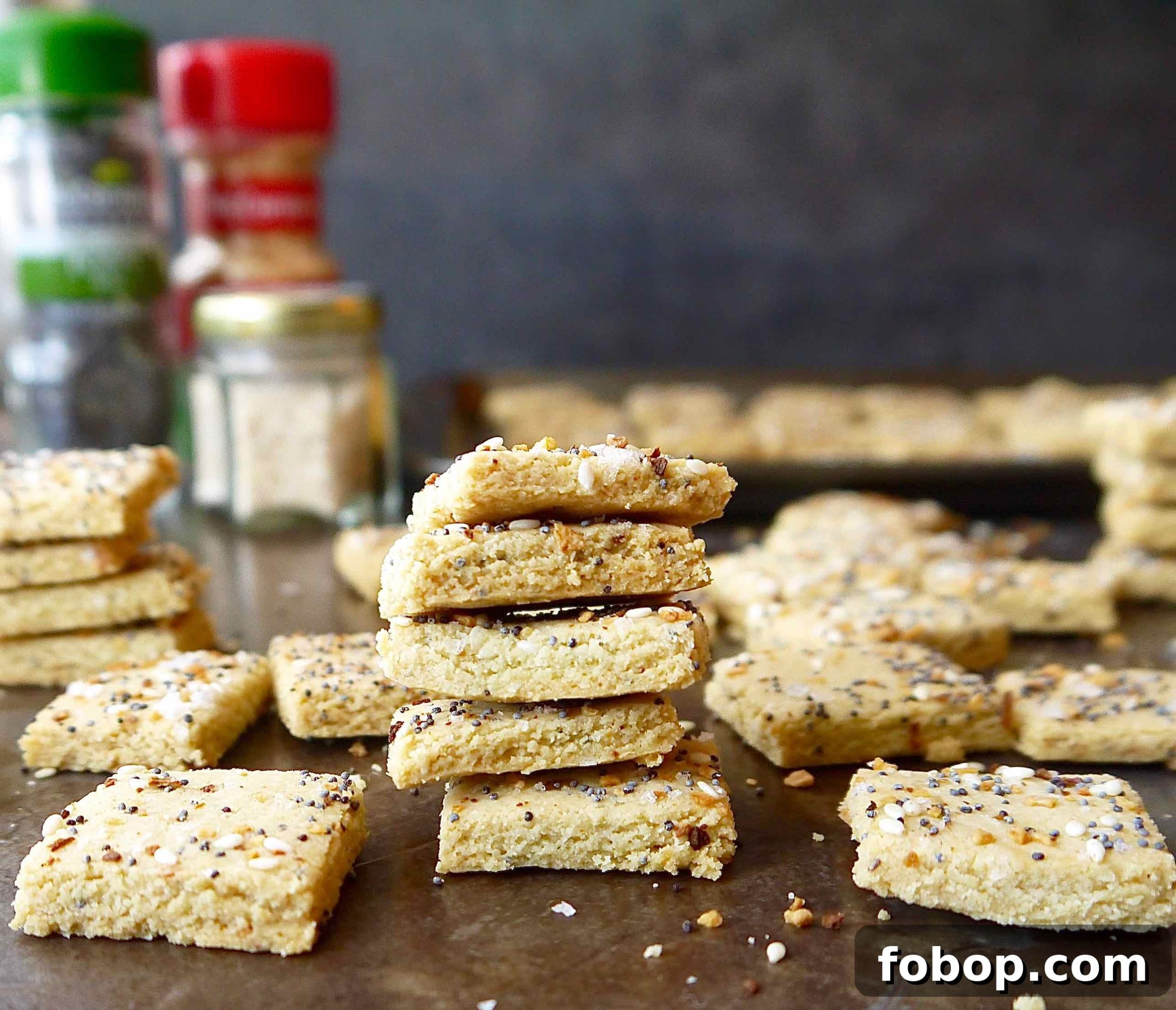 5 Paleo crackers stacked on top of eachother.