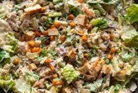 Loaded Vegan Caesar Salad with Crispy Chickpea Croutons
