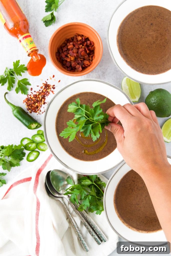 Creamy Black Bean Soup with parsley