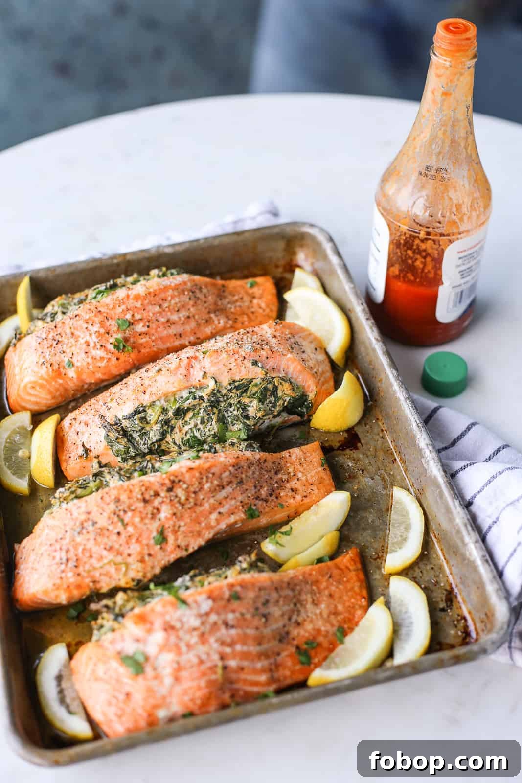 Creamy Spinach Stuffed Salmon