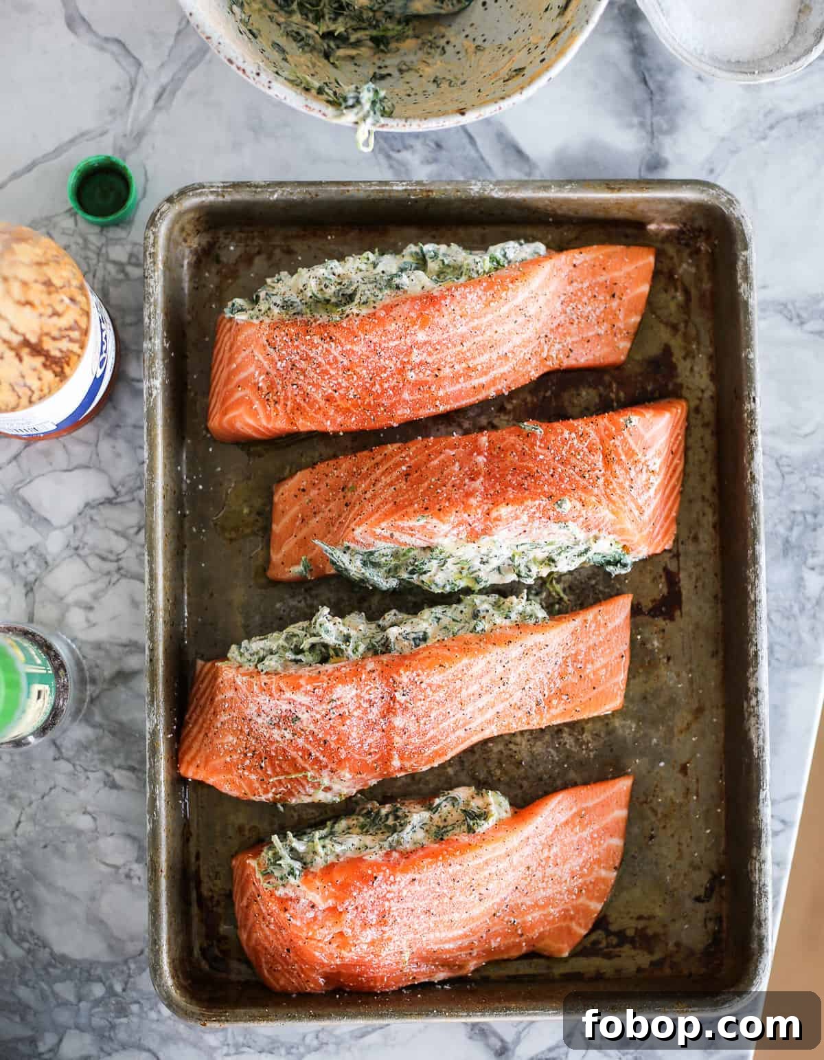Creamy Spinach Stuffed Salmon
