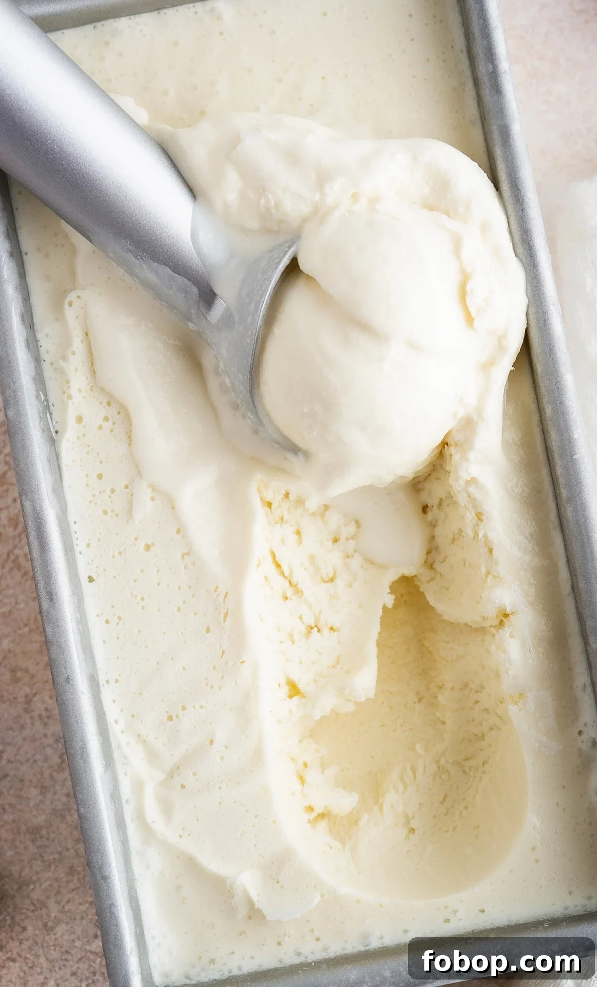 Easy 3-Ingredient No-Churn Vanilla Ice Cream Recipe. No ice cream maker necessary! No eggs!