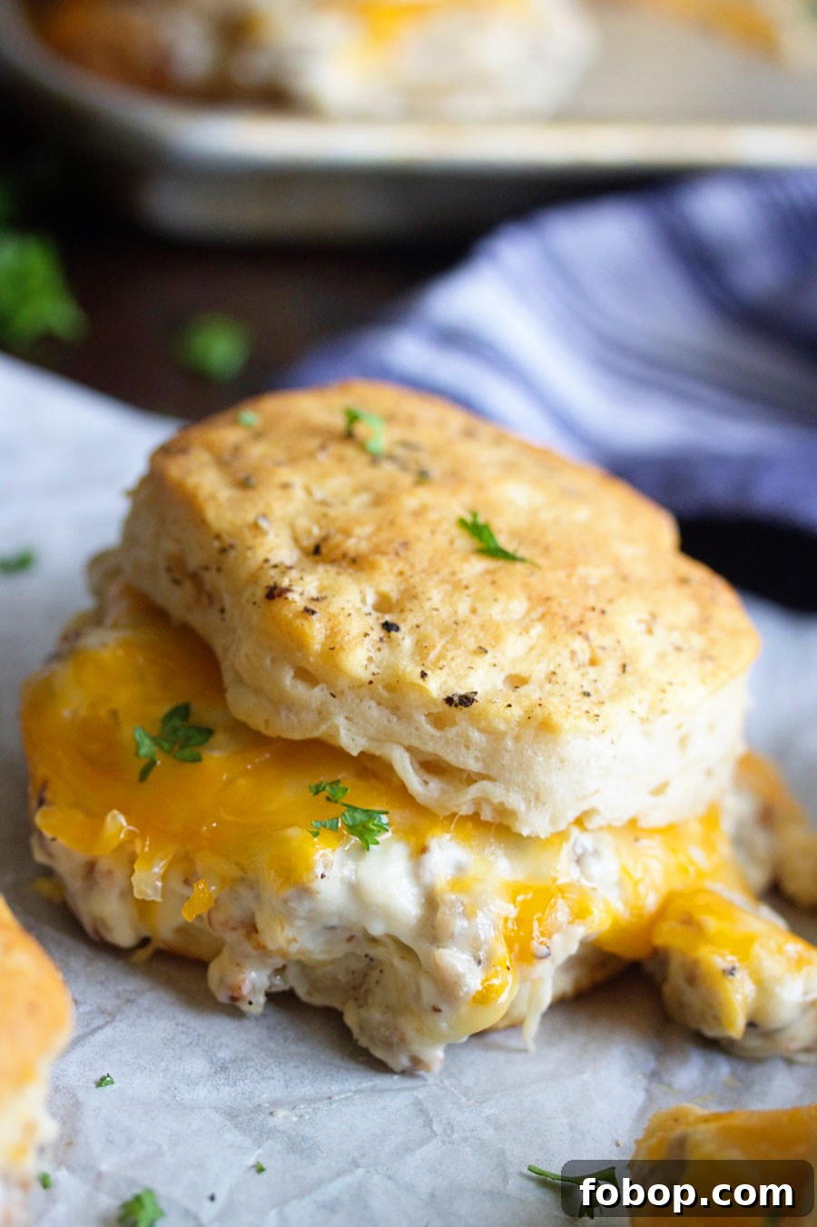 Biscuits & Gravy Cheesy Sliders