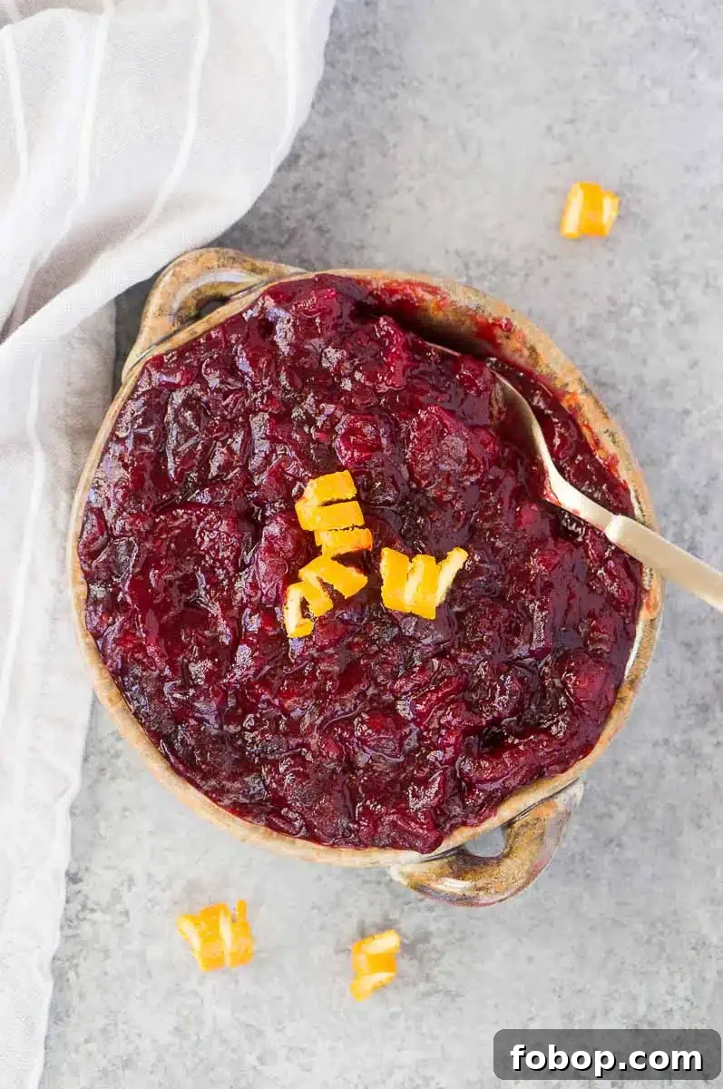 easy cranberry sauce recipe served in a clay 