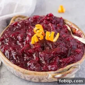 homemade cranberry sauce in a clay bowl