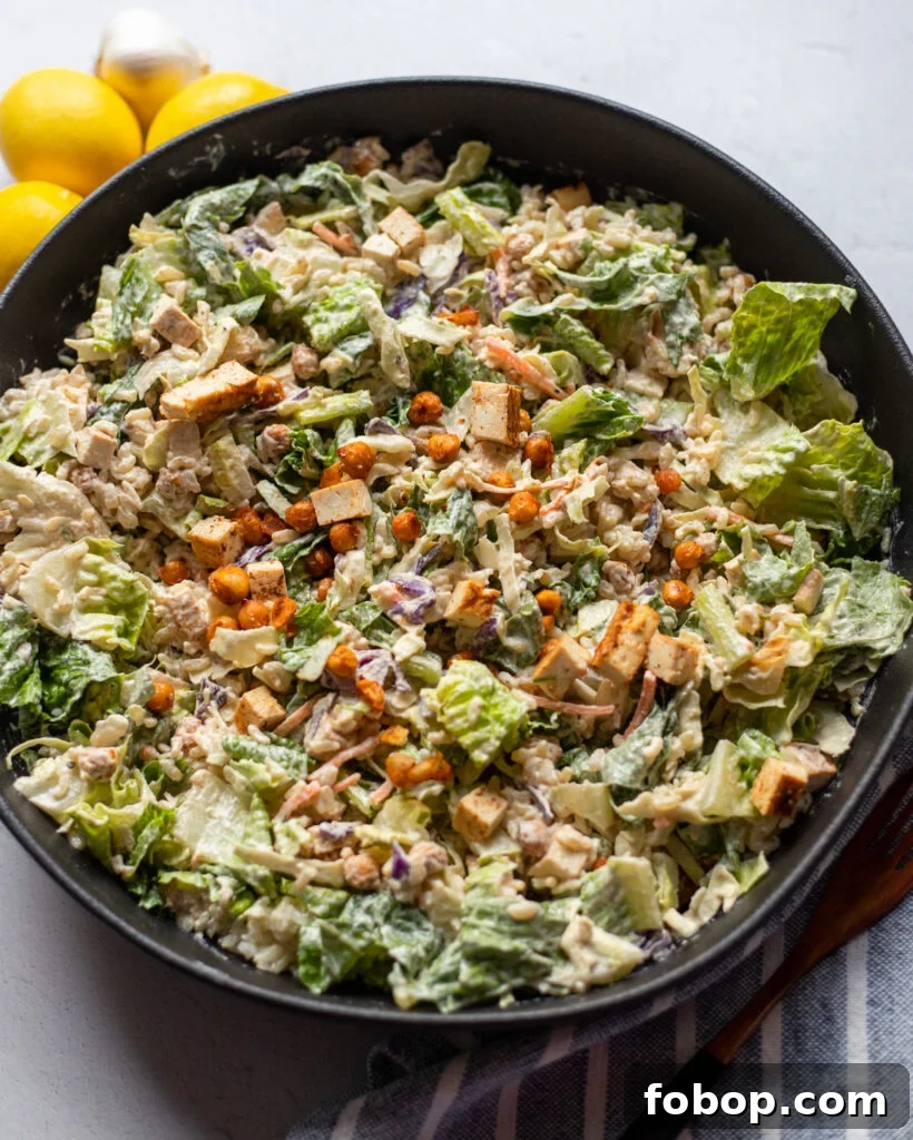 image loaded vegan caesar with tofu and brown rice