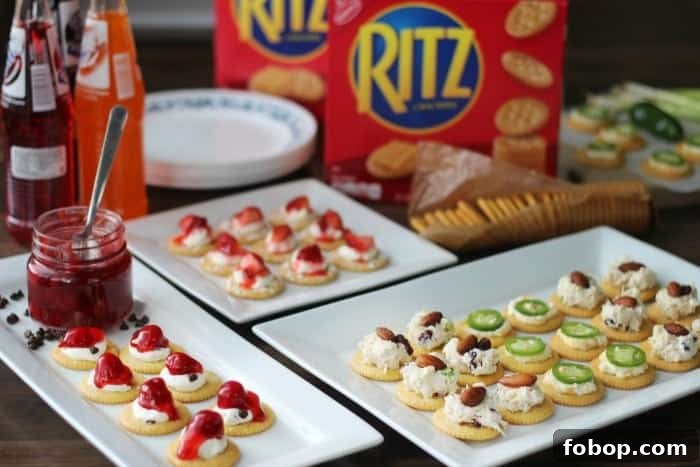 Party spread of RITZ cracker appetizers