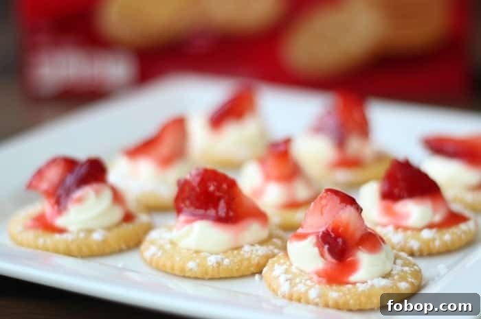 RITZ strawberry cheesecake bites close up