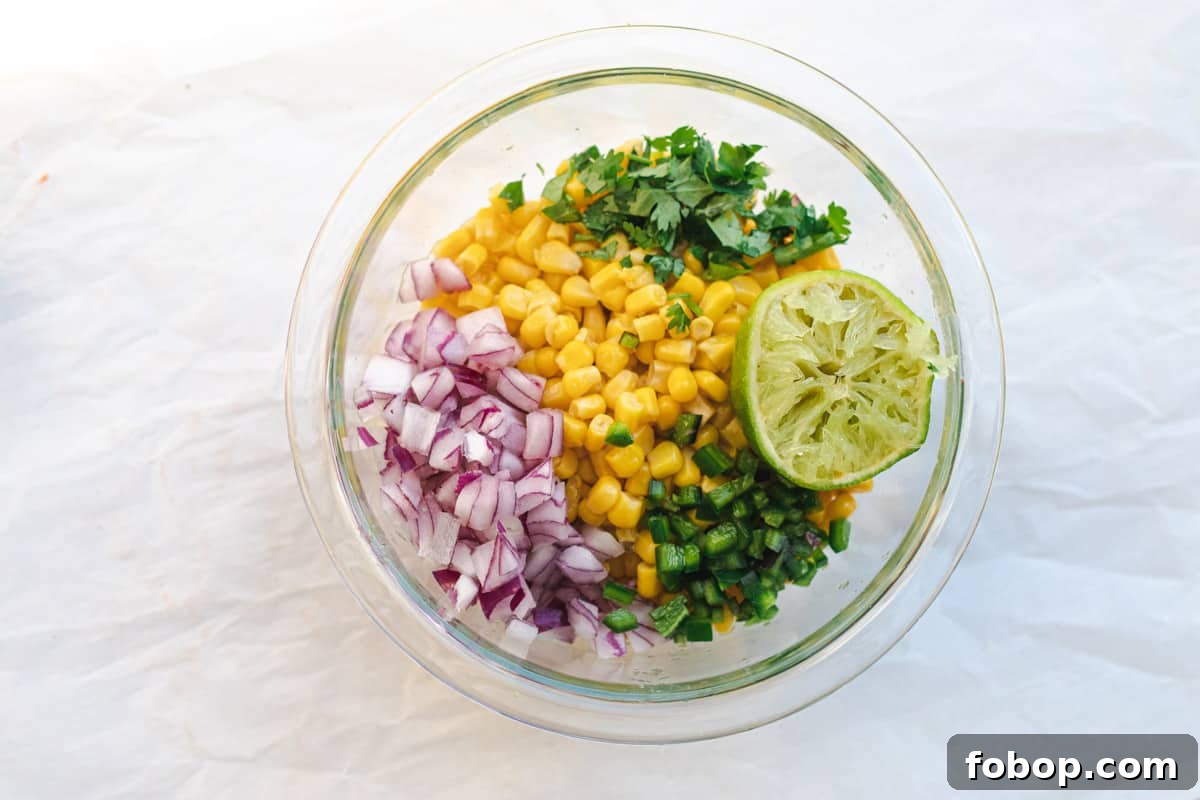 lime squeezed into the corn salsa ingredients